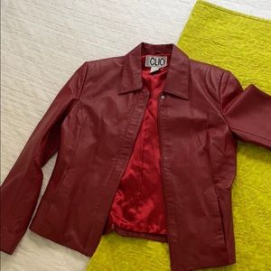 Vintage 100% red leather coat